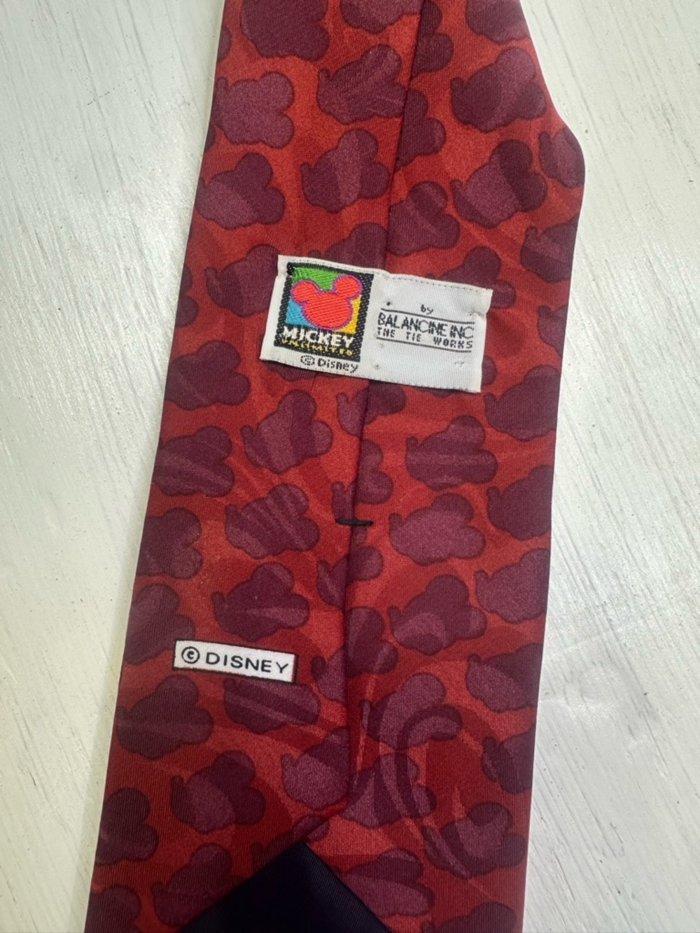 90s Disney Mickey Mouse Band Leader Tie Red USA Made Mickey Unlimited Novelty - Picture 4 of 6